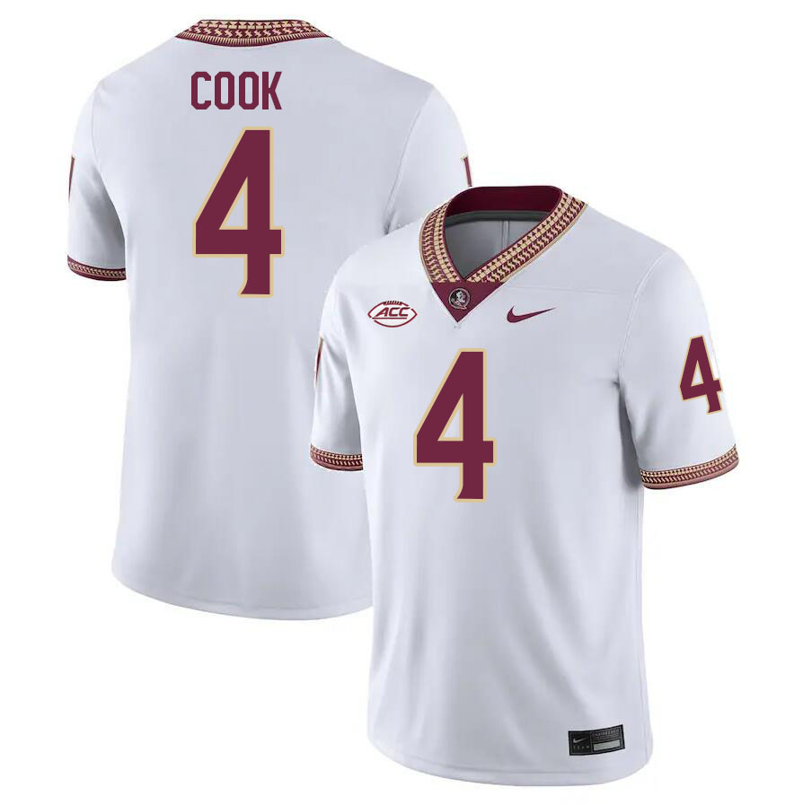 #4 Dalvin Cook Florida State Seminoles Jerseys Football Stitched-White